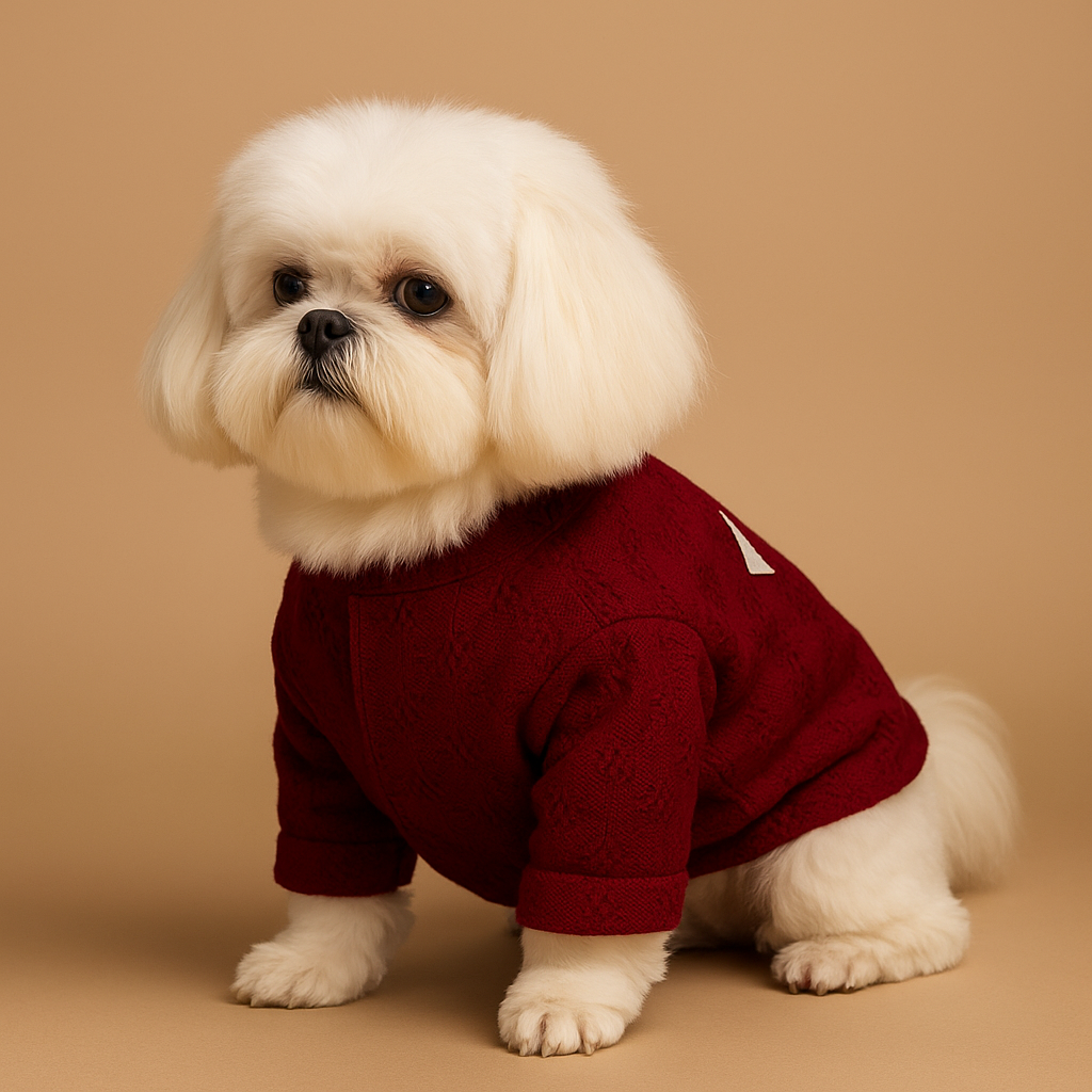Maroon & White Festive Outfit for Dogs – Elegant Traditional Wear