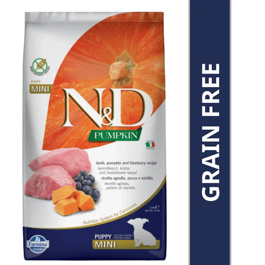 Farmina N&D Pumpkin Lamb & Blueberry Grain Free Puppy Mini Dog Dry Food 2.5 Kg